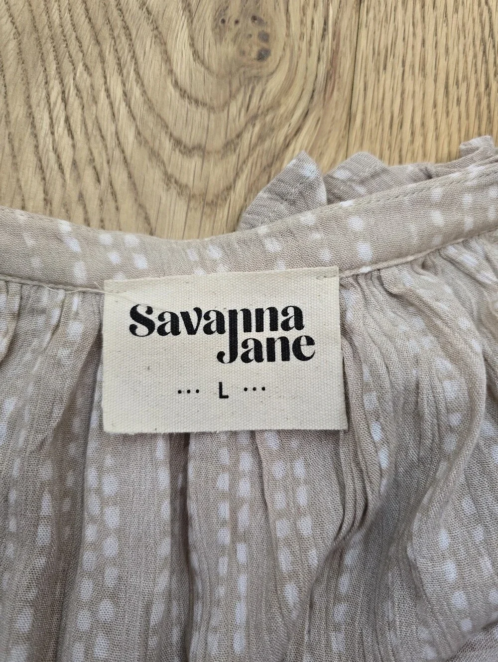Savanna Jane Tan Embroidered Floral Peasant Top Size Large